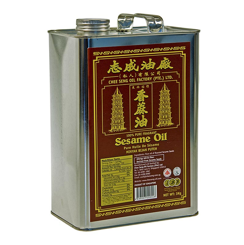 Huile de sésame Asia, pure, foncée, issue de graines de sésame torréfiées, 3215 litres - huile biologique, non raffinée, pour applications culinaires