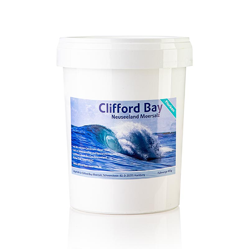 Clifford Bay, flocons de sel de mer de Nouvelle-Zélande, paquet de 400 g, parfait pour la cuisine et la pâtisserie