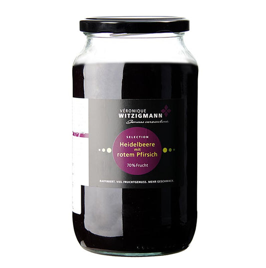 Pâte à tartiner aux myrtilles et aux pêches rouges, 1 kg - délicieuse et savoureuse pâte à tartiner aux fruits pour le pain ou les toasts