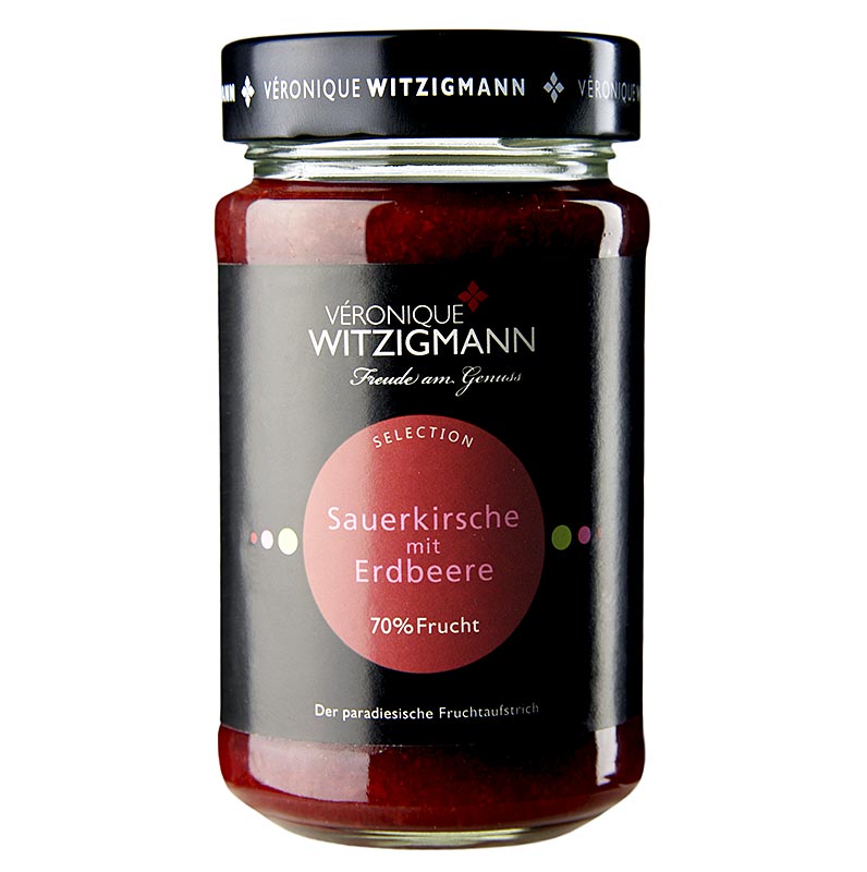 Cerise acide et fraise à tartiner, 225 g - confiture de fruits délicieuse et savoureuse pour le pain ou les toasts