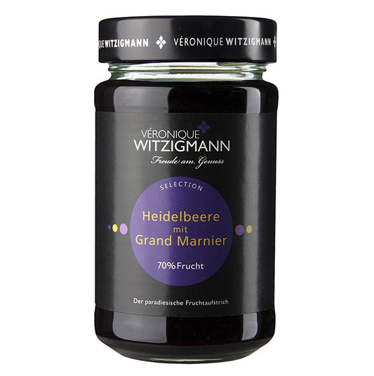 Myrtilles au Grand Marnier - pâte à tartiner, 225 g Une délicieuse pâte à tartiner à base de myrtilles et de Grand Marnier.