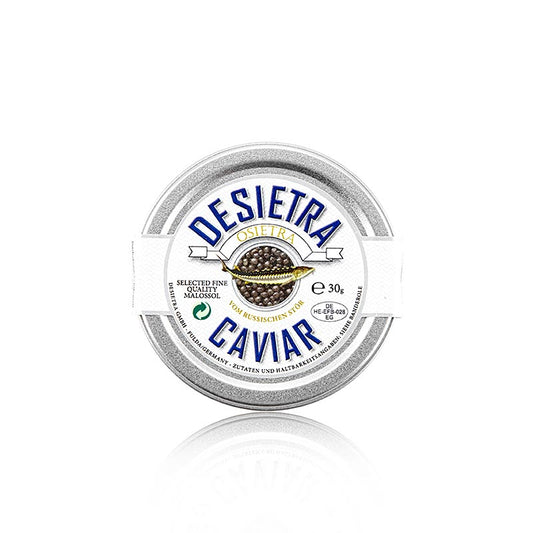 Caviar Desietra Osietra (Acipenser gueldenstaedtii) issu de l'aquaculture en Allemagne, un produit de 30g