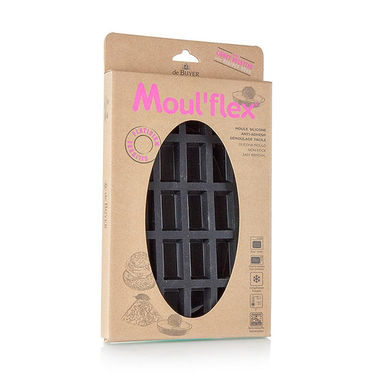 deBUYER Moule à pâtisserie Moul'flex, 25 mini financiers, 49x26mm, 11mm de haut, 17.5x30cm, 1 st - Moule à pâtisserie en silicone flexible pour 25 mini financiers, 49x26mm, 11mm de haut, 17.5x30cm, idéal pour la réalisation de petits gâteaux