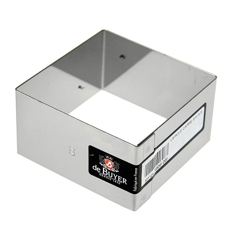 Cadre deBUYER en acier inoxydable, carré de 8 x 8 cm, hauteur 4,5 cm, 1 pièce