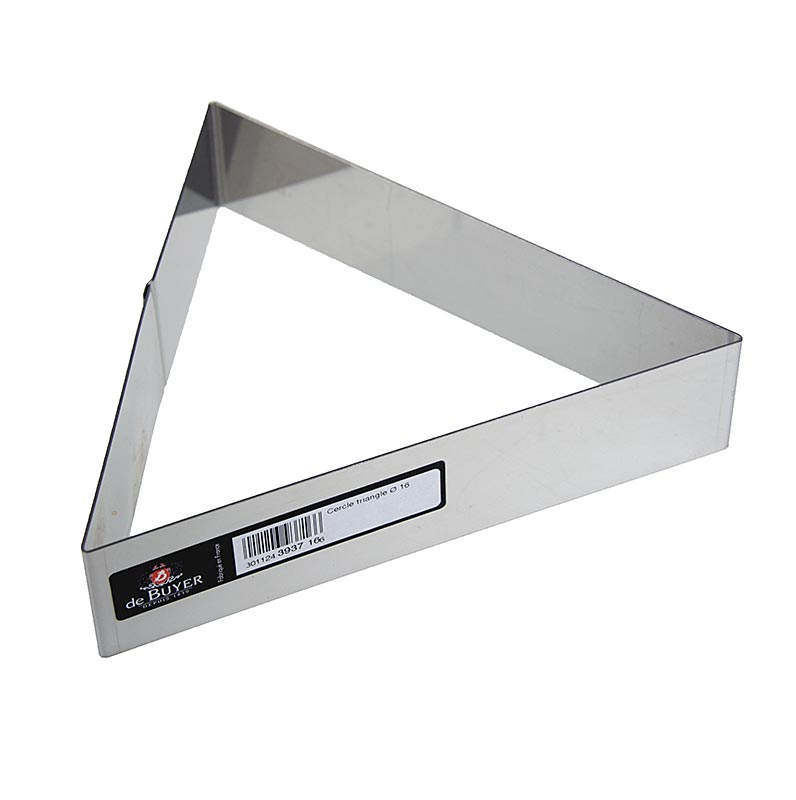 Cadre deBUYER en acier inoxydable de forme triangulaire, 20cm de longueur de bord, 45cm de hauteur