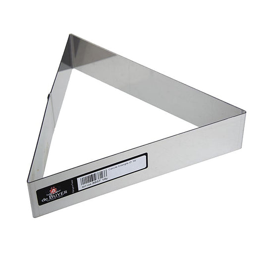 Cadre deBUYER en acier inoxydable de forme triangulaire, 20cm de longueur de bord, 45cm de hauteur