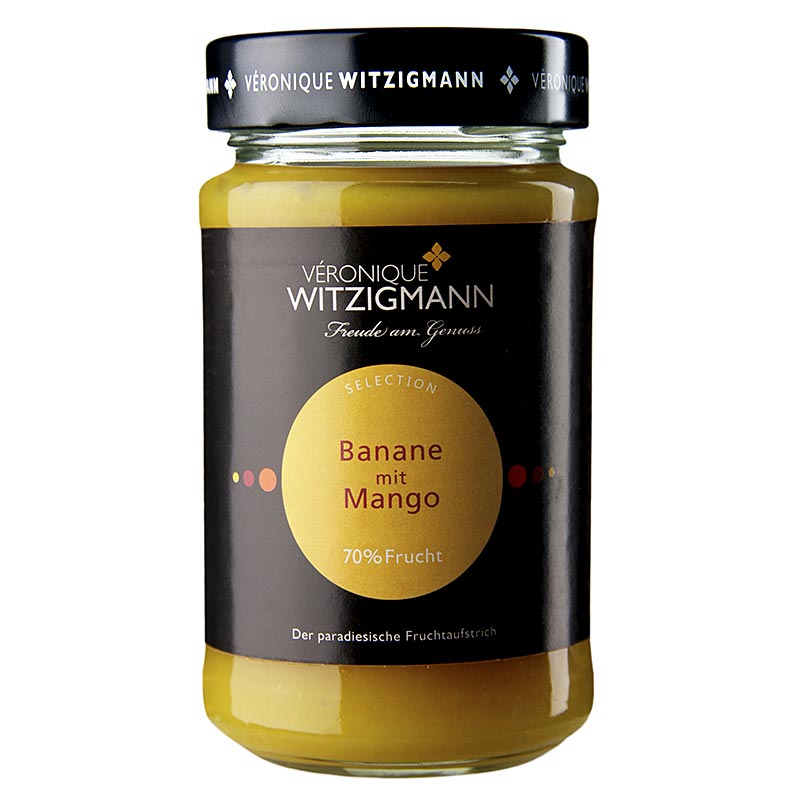 Pot de 225 g de pâte à tartiner à la banane et à la mangue, une combinaison délicieuse et savoureuse