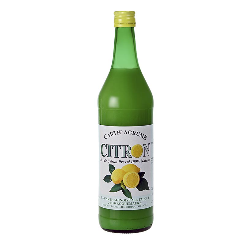 Jus de citron La Carthaginoise, 100%, non sucré, en bouteille de 1 litre