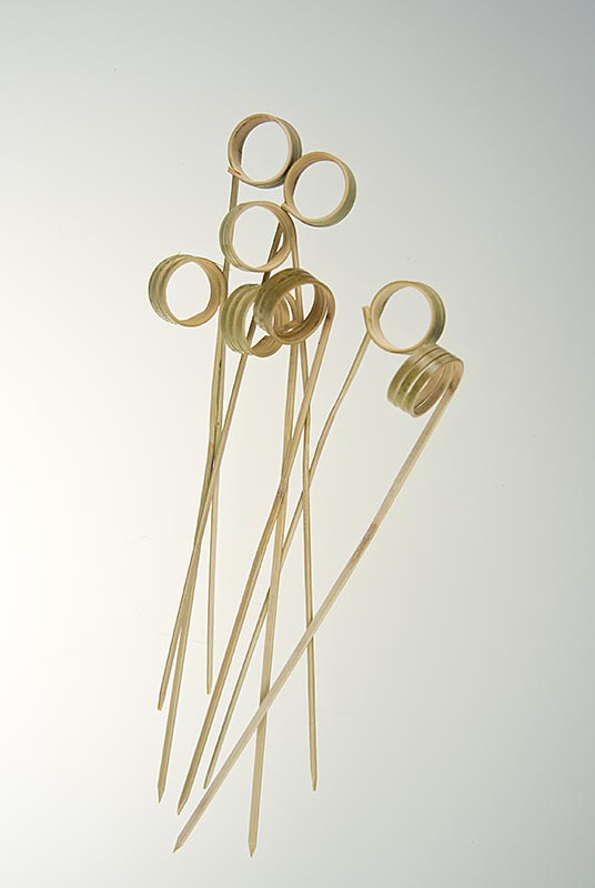Brochettes en bambou avec extrémité en boucle, 12cm de long, paquet de 100 pièces