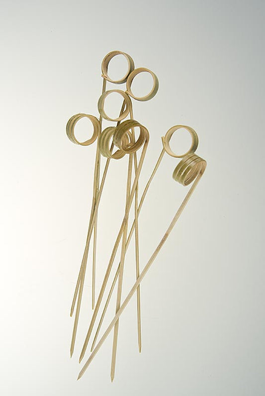 Brochettes en bambou avec extrémité en boucle, 12cm de long, paquet de 100 pièces