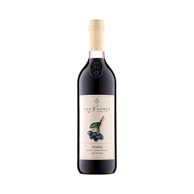 Jus de baies d'aronia, 100% jus direct, van Nahmen, biologique, bouteille de 750 ml
