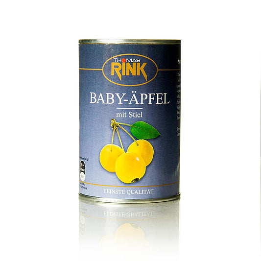 Une boîte de 425 g de pommes miniatures légèrement sucrées et équeutées