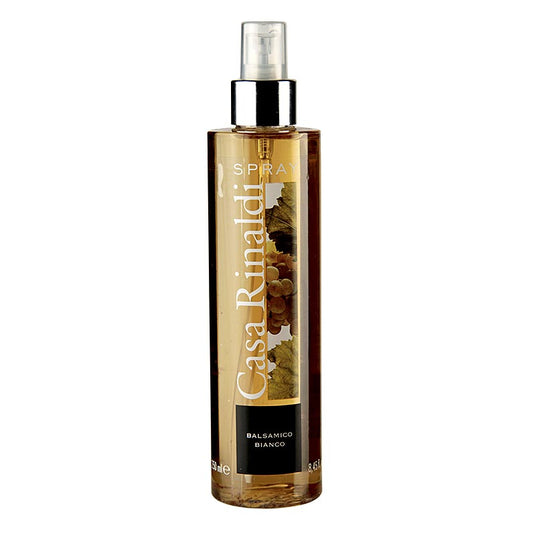 Balsamic Bianco Condimento, Casa Rinaldi, en atomiseur, 250 ml - Une bouteille de 250 ml de Casa Rinaldi Balsamic Bianco Condimento dans un atomiseur pratique. Enrichissez vos plats avec ce délicieux vinaigre balsamique blanc doux.