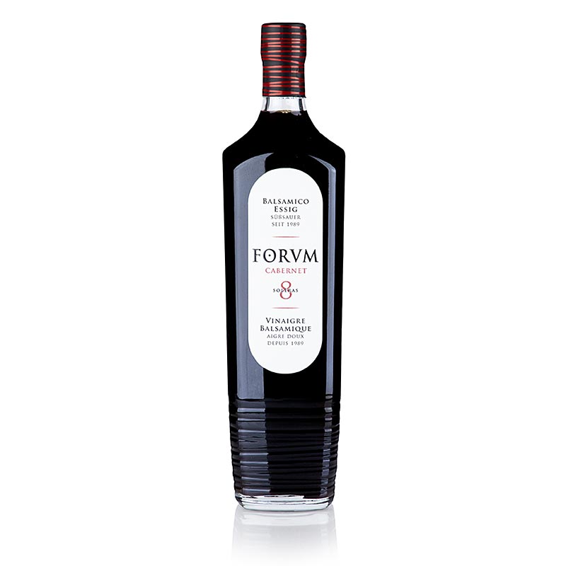 Photo d'une bouteille de vinaigre de Cabernet Sauvignon, vieilli en fûts de bois, d'une acidité de 6,5%, de la marque FORVM, 1 litre