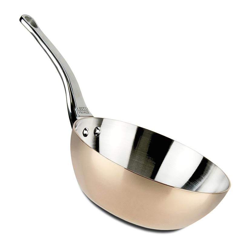 La sauteuse à induction Prima Matera de deBUYER, forme conique, en cuivre et acier inoxydable, diamètre 20 cm, 1 pièce