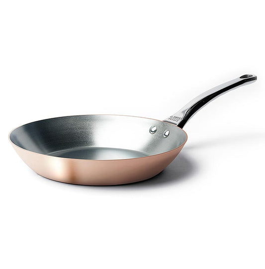 DeBUYER poêle à induction Prima Matera, ronde, cuivre acier inoxydable, ø 24cm, 1 pièce - poêle de haute qualité avec extérieur en cuivre et intérieur en acier inoxydable, adaptée aux plaques à induction, diamètre de 24cm, 1 pièce