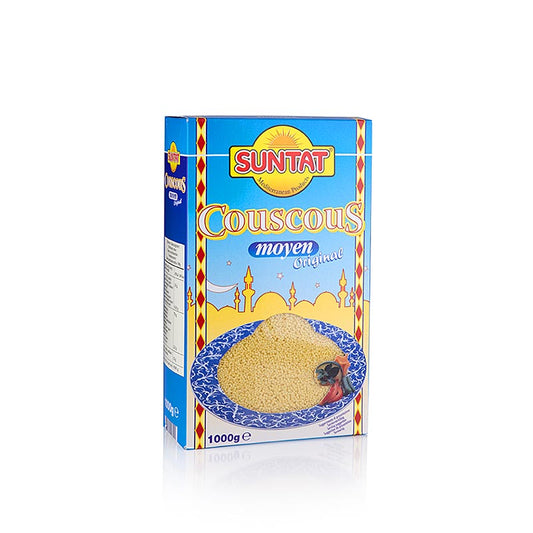 Couscous de taille moyenne avec un temps de cuisson rapide de 5 minutes, emballé dans un sac de 1 kg
