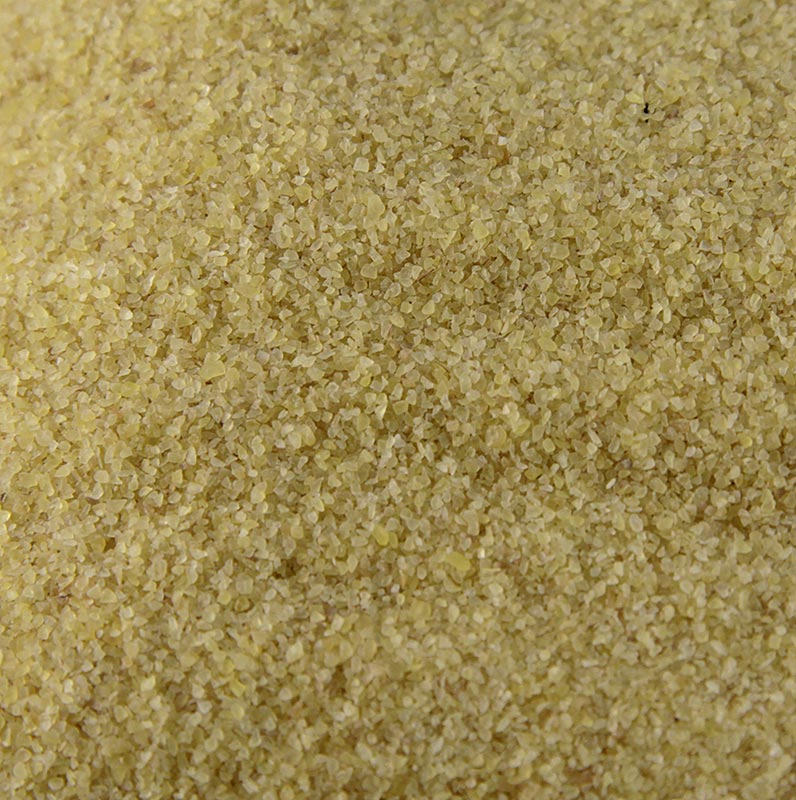 Bulgur, de couleur claire - grains de blé décortiqués et cuits à la vapeur, fin, 25 kg - Photo d'un paquet de 25 kg de bulgur, de couleur claire, grains de blé décortiqués et cuits à la vapeur, de texture fine.