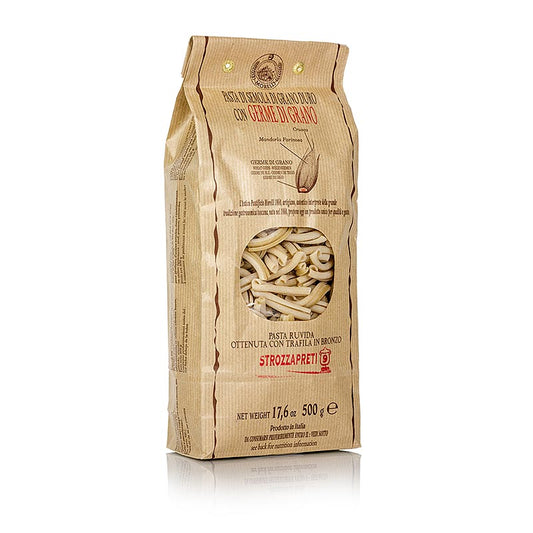 Morelli 1860 Strozzapreti, prêtre requin, avec germe de blé, 500 g - pâtes italiennes artisanales de haute qualité à base de germe de blé, parfaites pour de délicieux plats de pâtes