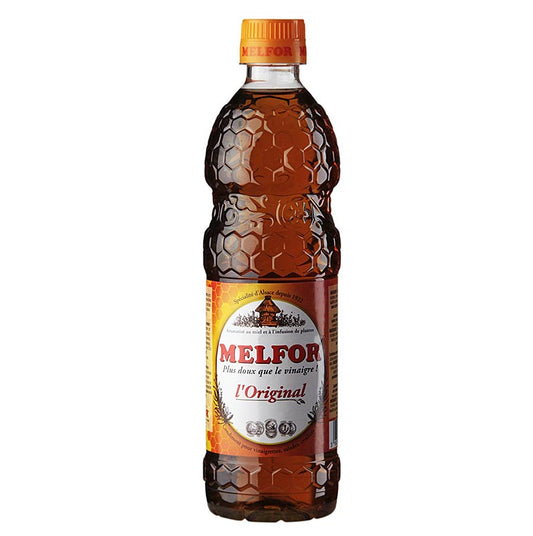 Vinaigre aux herbes, au miel et aux épices de Melfor, 500 ml, d'une acidité de 3,8%.