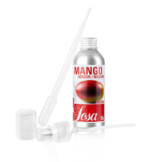 Produit liquide de 50 g aromatisé à la mangue mûre, idéal pour diverses recettes