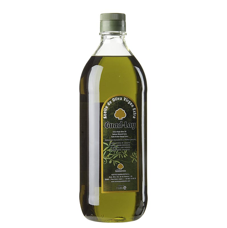 Huile d'olive extra vierge, Aceites Guadalentin Guad Lay, 100% Picual, 1 litre - une bouteille de 1 litre d'huile d'olive vierge de haute qualité produite par Aceites Guadalentin Guad Lay et élaborée à partir d'olives 100% Picual.