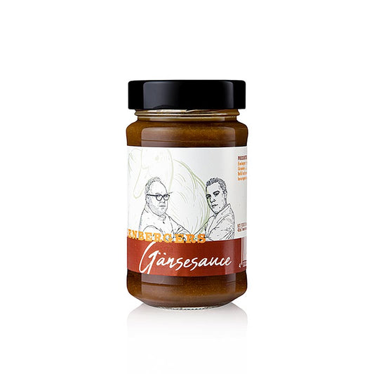 Une bouteille de 225 ml de sauce d'oie Eisenberger aromatisée au vin rouge pour la saison hivernale.