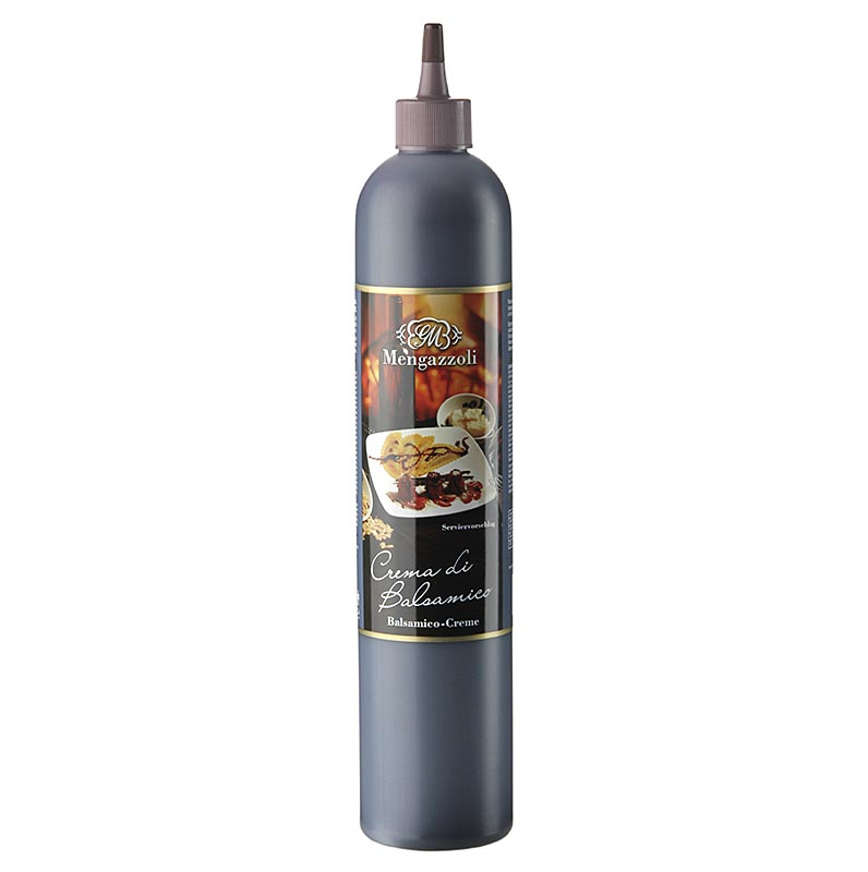 Bouteille en verre de Crema di Balsamico de Acetificio Mengazzoli, 540 g, idéal pour les plats salés et les desserts