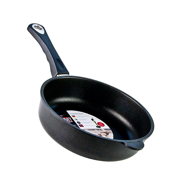 Rôtissoire de AMT Gastroguss, adaptée à l'induction, d'un diamètre de 24 cm et d'une hauteur de 7 cm.