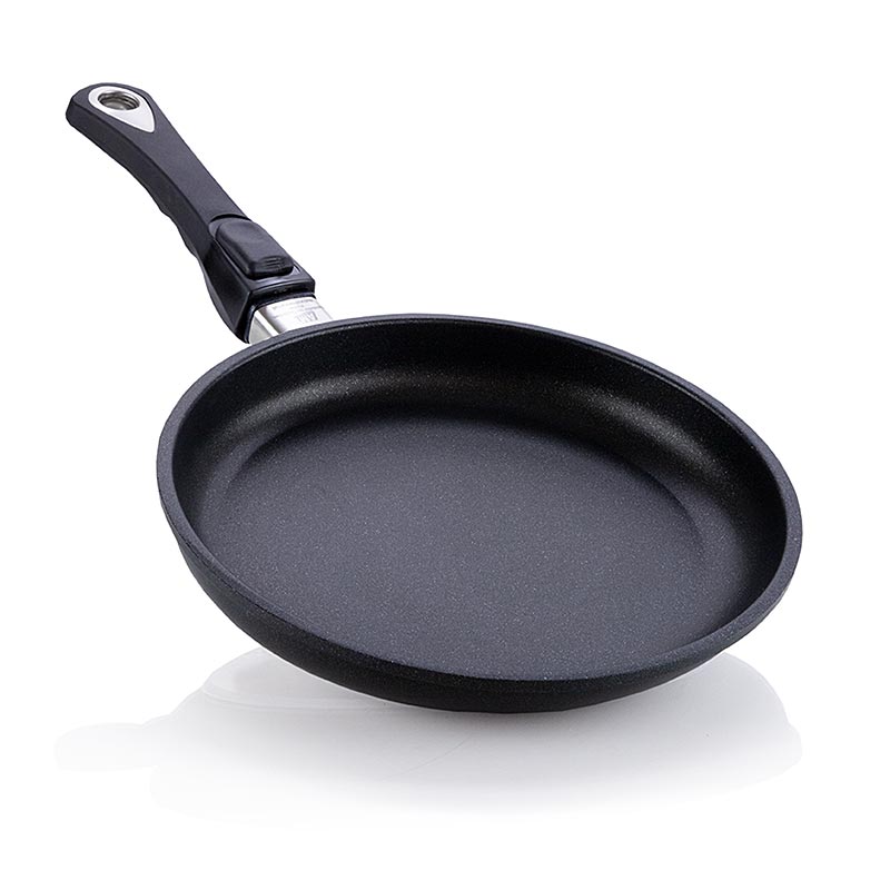 Poêle à frire de AMT Gastroguss d'un diamètre de 24 cm et d'une hauteur de 4 cm, avec poignée amovible
