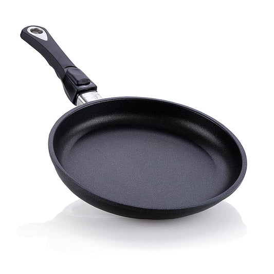 Poêle à frire de AMT Gastroguss d'un diamètre de 24 cm et d'une hauteur de 4 cm, avec poignée amovible