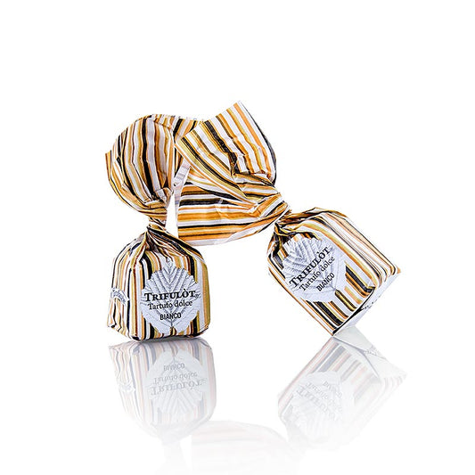 Mini pralines aux truffes - Dolce d'Alba, chocolat blanc, env. 7g, blanc, 1 kg - Pralines aux truffes de luxe au chocolat blanc de Dolce d'Alba, env. 7g chacune, emballées dans un paquet d'un kilo.