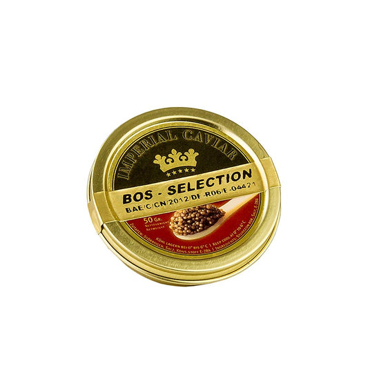 Sélection de 50 g de caviar d'esturgeon sibérien provenant de l'aquaculture en Chine