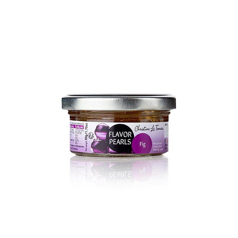 Gros plan sur 50g de Caviar de Fruit Fig avec des perles de 5mm, boules, Les Perles