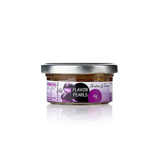 Gros plan sur 50g de Caviar de Fruit Fig avec des perles de 5mm, boules, Les Perles