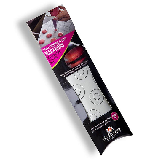 deBUYER tapis de cuisson en silicone, lisse, avec 44 marquages pour Macarons avec un diamètre de 15-35mm, dimensions 40x30cm, 1 pièce - Image de deBUYER tapis de cuisson en silicone pour macarons avec marquages de taille