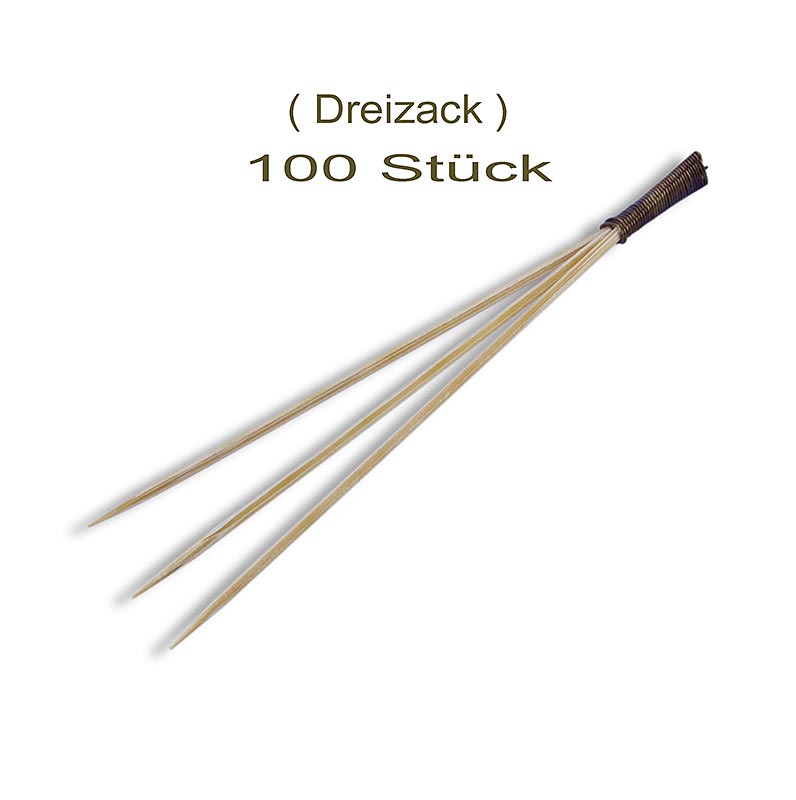 Brochettes en bambou, avec 3 dents, marron lié, 9cm, 100 pièces - Brochettes en bambou durables et respectueuses de l'environnement pour divers plats