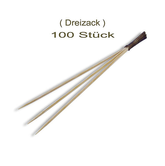 Brochettes en bambou, avec 3 dents, marron lié, 9cm, 100 pièces - Brochettes en bambou durables et respectueuses de l'environnement pour divers plats