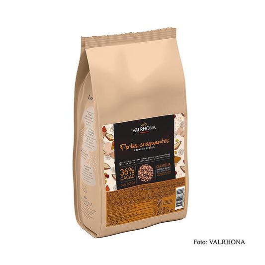 Perles croustillantes Valrhona, fourrage aux céréales avec chocolat au lait, 36% de cacao, 3 kg - chocolat belge de haute qualité avec fourrage aux céréales croustillantes dans un grand paquet de 3 kg