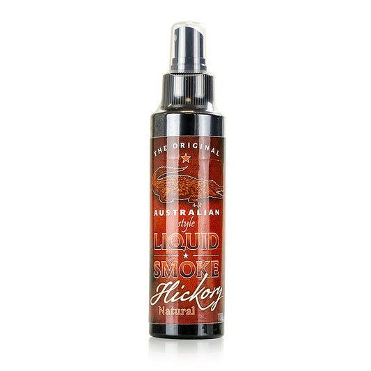 Bouteille de 118 ml d'Australian Liquid Smoke Hickory, un spray de fumée liquide naturel et original pour ajouter une riche saveur fumée aux plats.