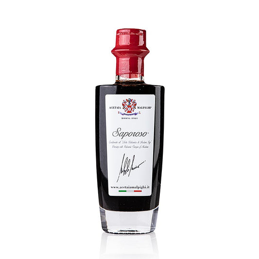 Bouteille de 200 ml de Balsamique Saporoso, vieilli 6 ans en fût de chêne et d'acacia de Malpighi