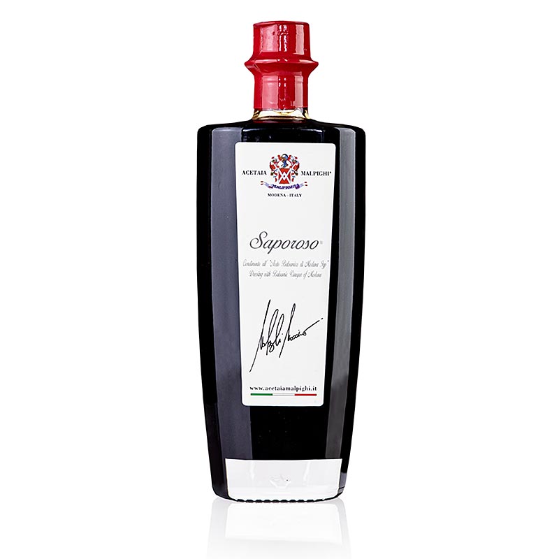 Balsamique Saporoso, 6 ans d'affinage en fûts de chêne et d'acacia, Malpighi, 500 ml - un délicieux vinaigre balsamique italien de haute qualité.