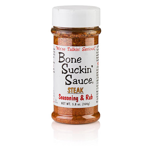 Bone Suckin' Steak Seasoning & Rub, une délicieuse préparation d'assaisonnement pour barbecue de Ford's Food, 164 g, parfait pour assaisonner les steaks et autres plats de viande.
