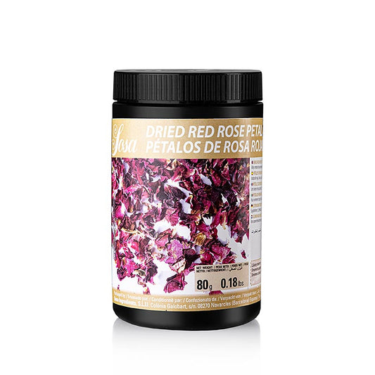 Pétales de rose secs de Sosa, non confits, en paquet de 80 g