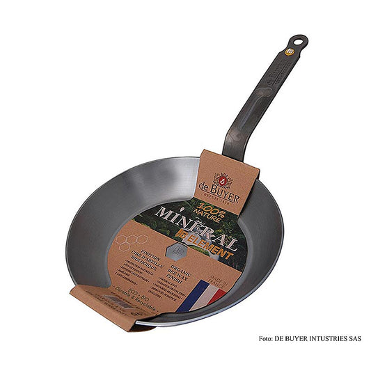DeBUYER Mineral B Element poêle en fer Lyonnaise, ø 24cm, 38cm de haut, 1 st - poêle en fer durable et polyvalente avec un diamètre de 24cm et une hauteur de 38cm
