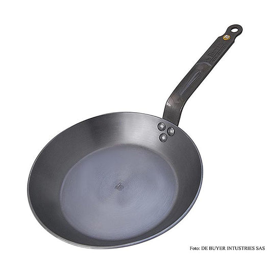 Photo de la poêle en fer Lyonnaise Mineral B Element de deBUYER, mesurant 28 cm de diamètre et 4 cm de hauteur, et livrée en set de 1 pièce.