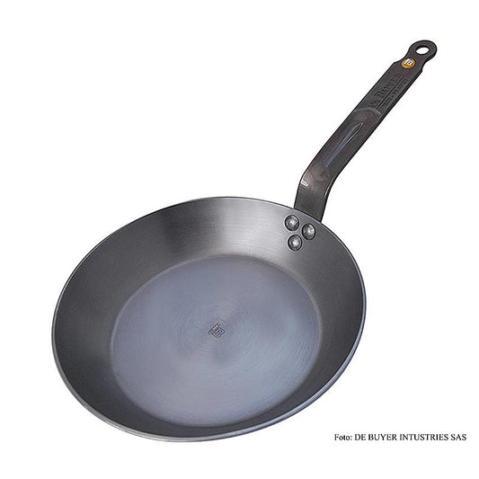 La poêle en fer Mineral B Element Lyonnaise de deBUYER est une grande poêle d'un diamètre de 36 cm et d'une hauteur de 5,1 cm. Elle convient à la préparation de grandes quantités d'aliments.