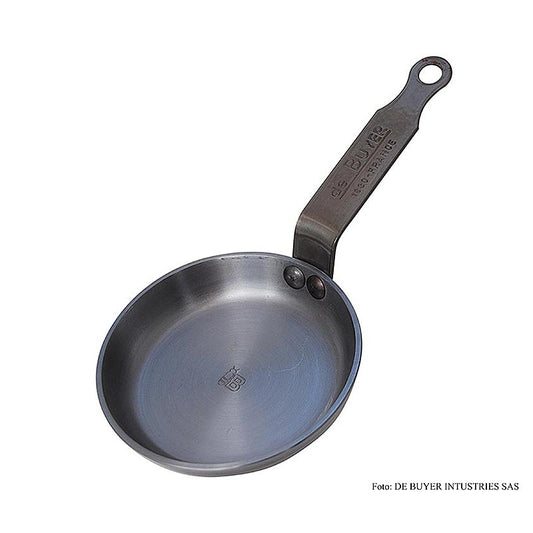 DeBUYER Mineral B Poêle en fer élémentaire pour blinis ø 12cm, 2.5cm de haut, 1 pièce - idéal pour la cuisson de petits blinis de 12cm de diamètre et 2.5cm de haut