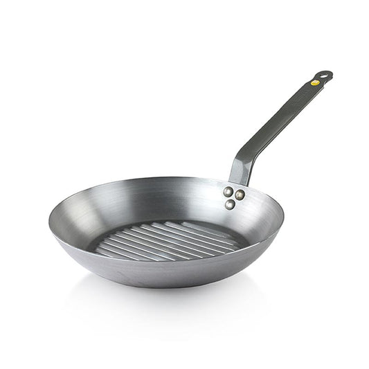 DeBUYER Mineral B Element poêle en fer avec base grill, ø 26cm, 4cm de haut, 1 pc - Poêle en fer durable avec base grill, adaptée à diverses techniques de cuisson