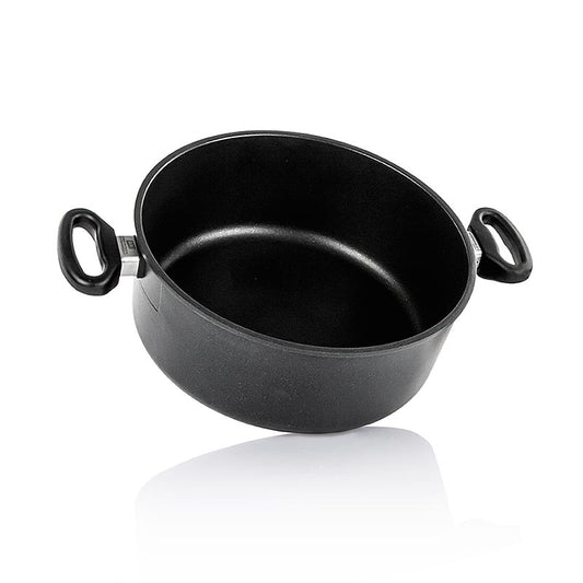 Rôtissoire de AMT Gastroguss, adaptée à l'induction, d'un diamètre de 28cm et d'une hauteur de 11cm, livrée en 1 pièce